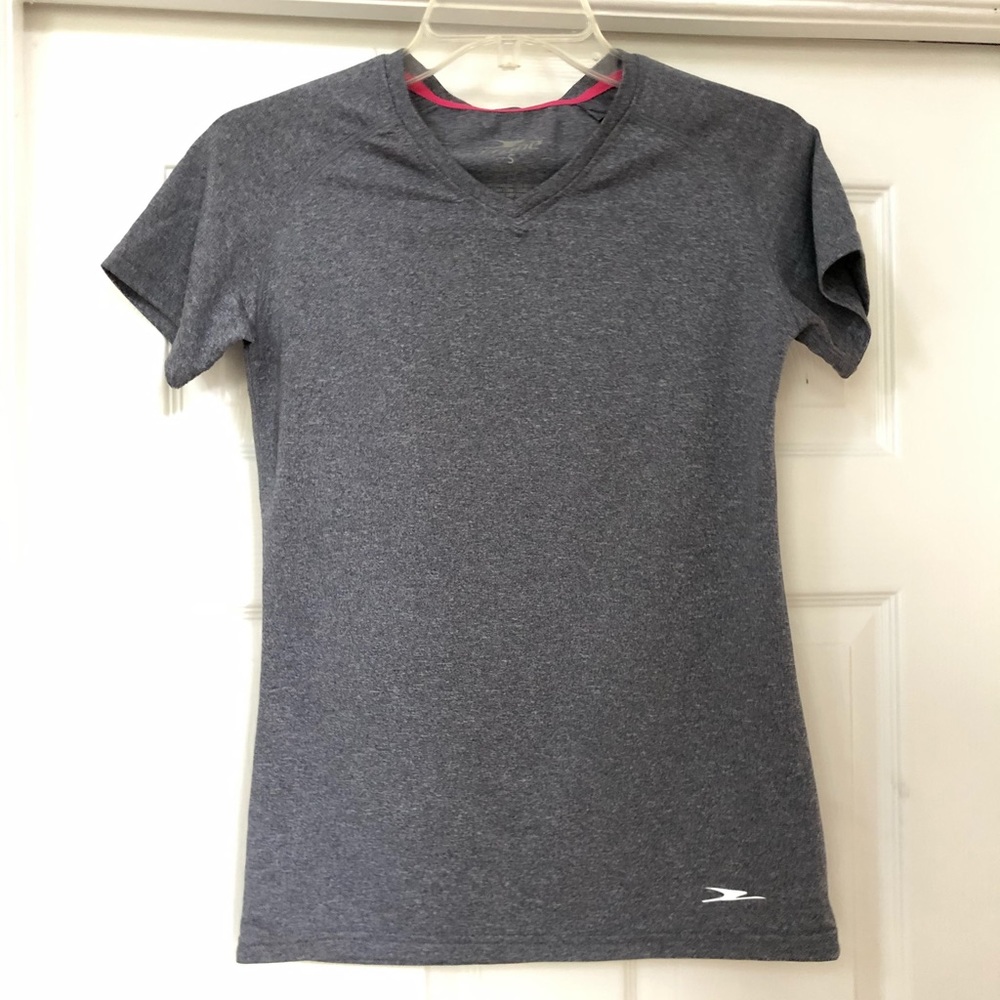 Crane Athletic Work-out V-Neck Logo Gray T-Shirt